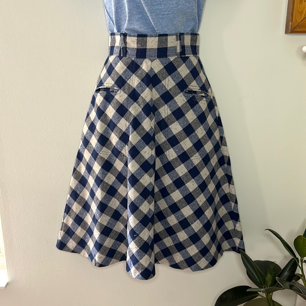 Vintage Plaid A-Line Midi Skirt with Pockets from Ladybug Store